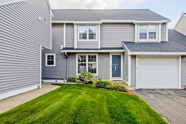 view of front of home with a front lawn