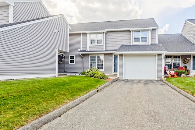 view of front of property with a front lawn