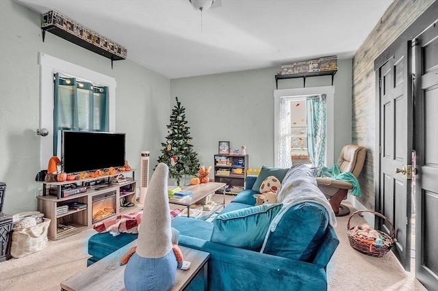 living room with carpet