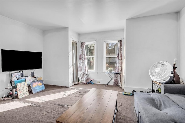 living room with light carpet