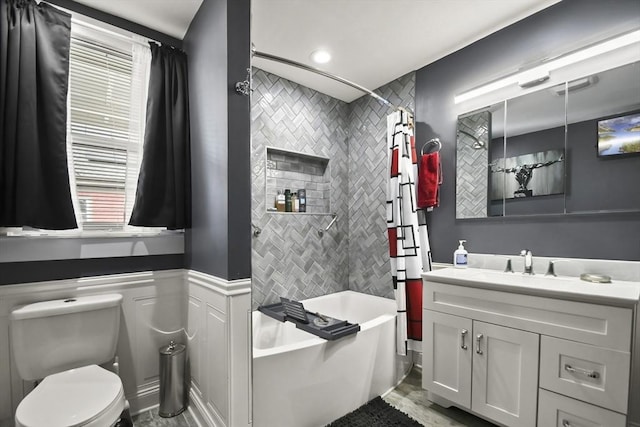 69 Greenwood St, Boston, MA 02122 - full bath with vanity, shower / washtub combination, toilet, and recessed lighting