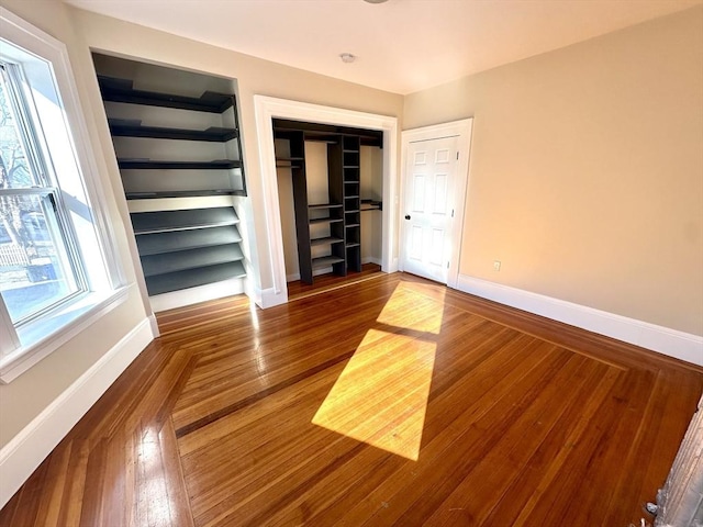 interior space featuring multiple windows and wood-type flooring