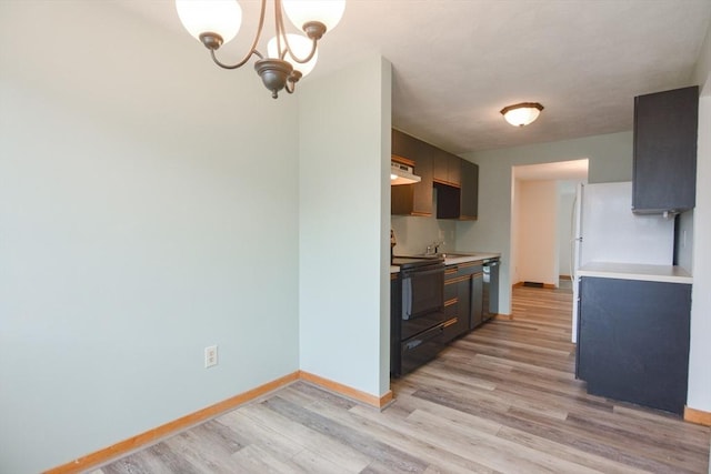 31 Blithewood Ave Unit 106, Worcester, MA 01604 - kitchen featuring black range with electric cooktop, under cabinet range hood, light wood-type flooring, and light countertops