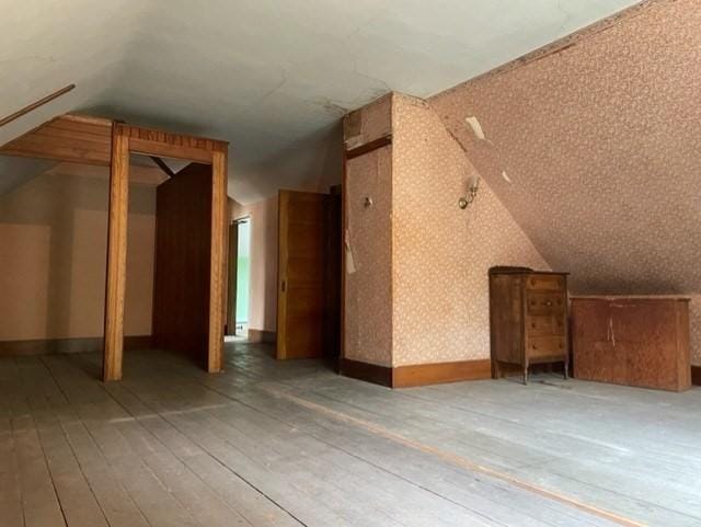 6 Newton Ave, Worcester, MA 01602 - bonus room featuring vaulted ceiling, hardwood / wood-style floors, and wallpapered walls