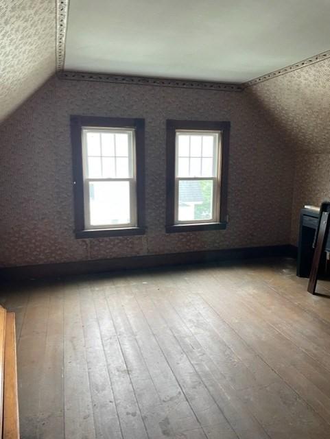 6 Newton Ave, Worcester, MA 01602 - additional living space featuring lofted ceiling, hardwood / wood-style floors, and baseboards