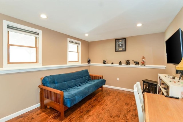 sitting room featuring dark hardwood / wood-style floors