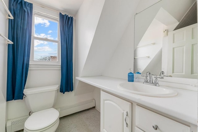 158 Cadish, Hull, MA 02045 - bathroom featuring baseboard heating, toilet, and vanity
