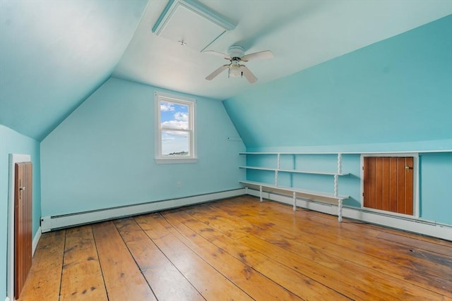 158 Cadish, Hull, MA 02045 - bonus room featuring hardwood / wood-style floors, lofted ceiling, a ceiling fan, and baseboard heating