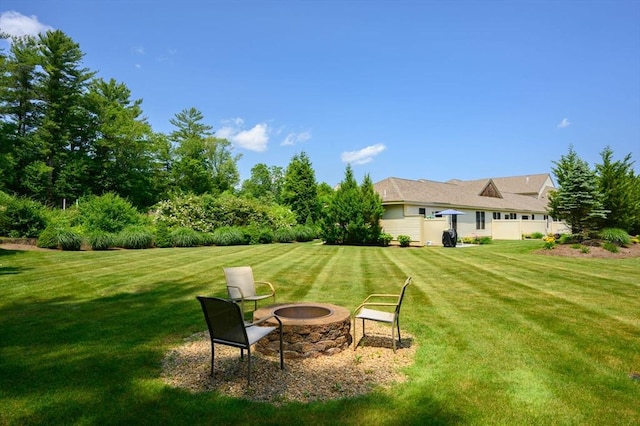 599 Washington St Unit 1, Pembroke, MA 02359 - view of green lawn featuring an outdoor fire pit