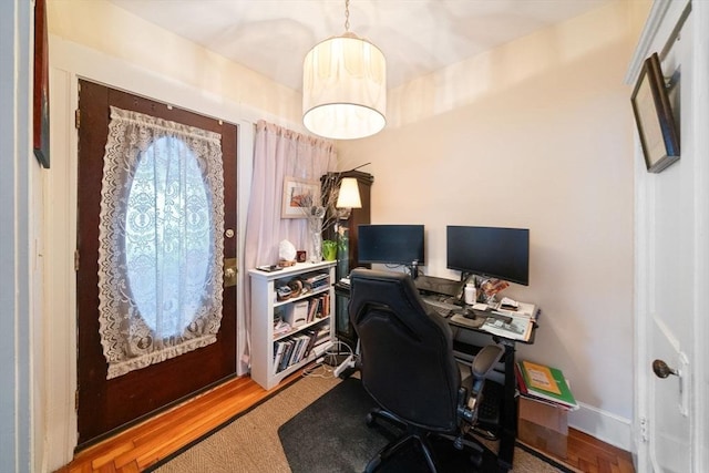 office featuring hardwood / wood-style floors