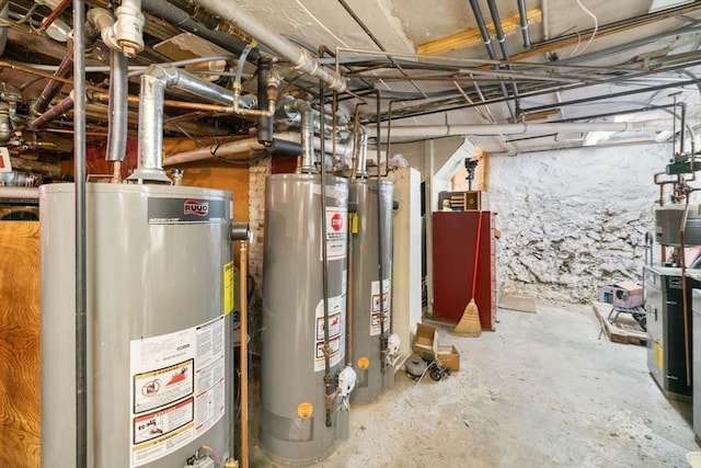 utility room featuring gas water heater