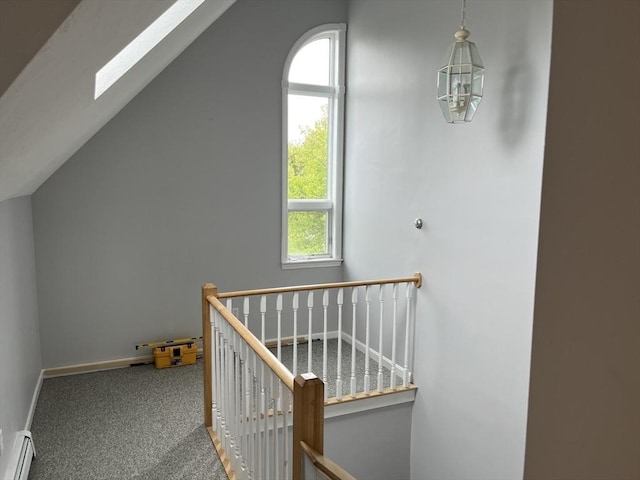 24 Highland Ter Unit 2415, Plymouth, MA 02360 - bonus room featuring a baseboard heating unit, carpet, baseboards, a skylight, and vaulted ceiling