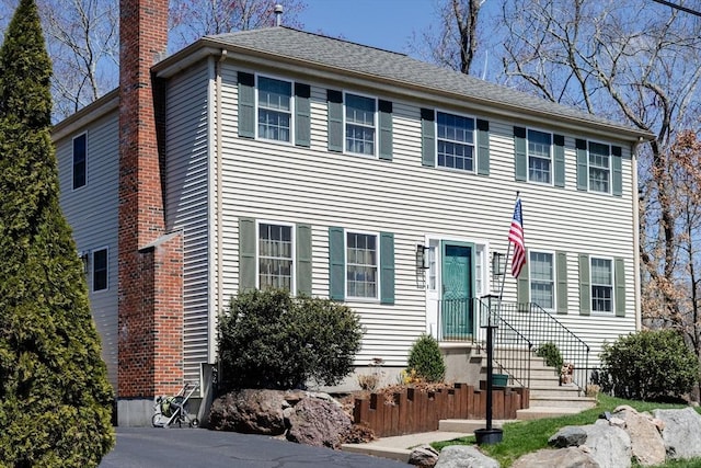 colonial house with a chimney