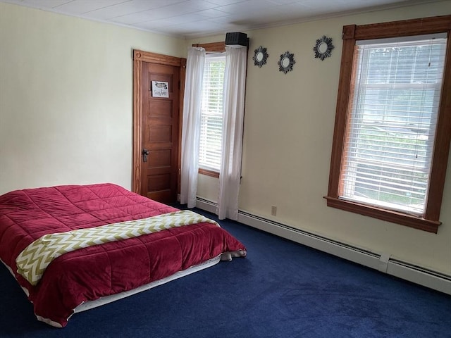 16 Knox St, Worcester, MA 01603 - bedroom with carpet flooring, baseboard heating, and ornamental molding