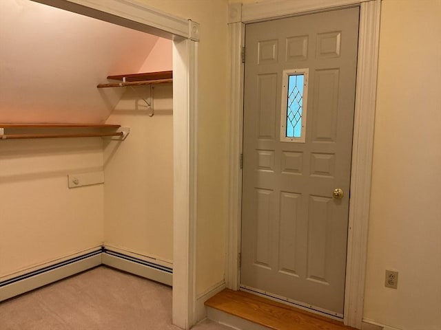 16 Knox St, Worcester, MA 01603 - carpeted entrance foyer featuring a baseboard radiator and baseboards