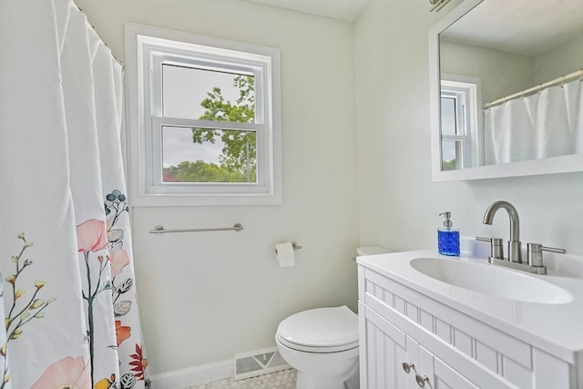 62 Greenbrier Dr, New Bedford, MA 02745 - full bath with vanity, toilet, baseboards, and a shower with curtain