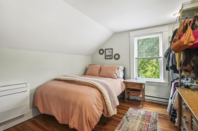 171 Boyce St, Auburn, MA 01501 - bedroom featuring baseboard heating, lofted ceiling, and wood finished floors