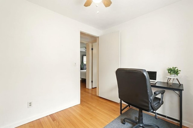116 Anthony St, Agawam, MA 01001 - office space featuring ceiling fan, light wood finished floors, and baseboards