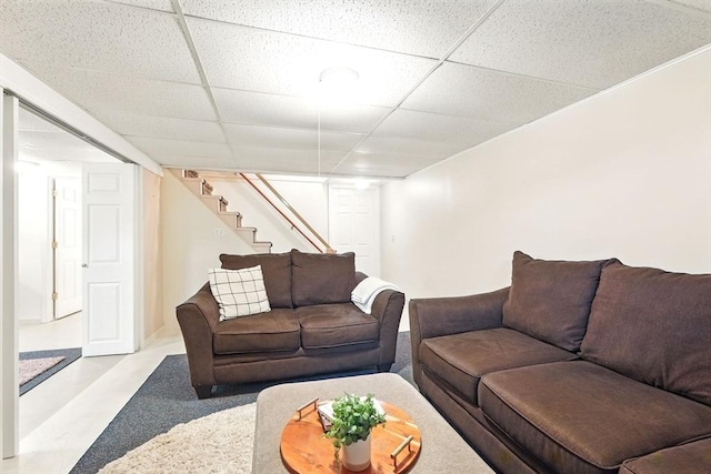 116 Anthony St, Agawam, MA 01001 - living room with a paneled ceiling and stairs