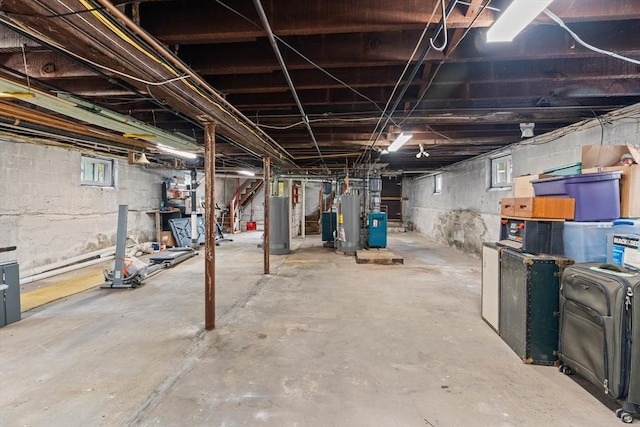 basement with gas water heater