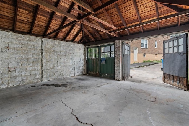 garage with wooden ceiling