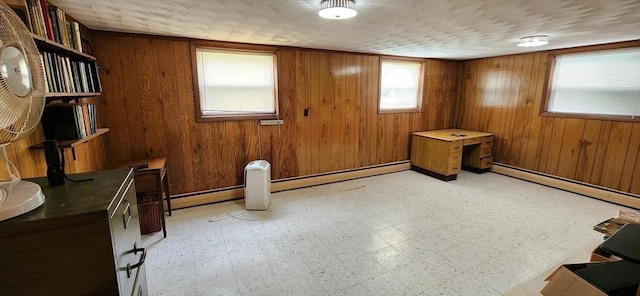 109 Wilder St, Swansea, MA 02777 - unfurnished bedroom featuring a baseboard radiator, light floors, and wooden walls