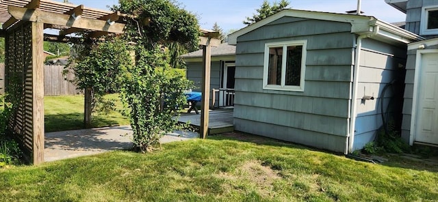 109 Wilder St, Swansea, MA 02777 - view of property exterior featuring a pergola and a wooden deck