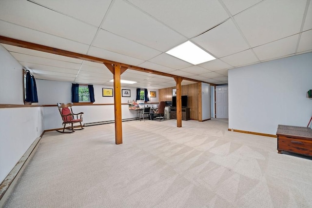 1102 State Rd, Plymouth, MA 02360 - basement with carpet, a paneled ceiling, and an office area