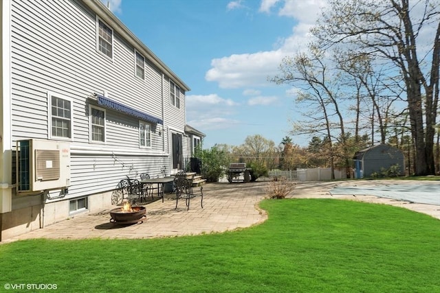 28 Myrtle St, Millis, MA 02054 - view of yard featuring an outdoor fire pit and a patio area
