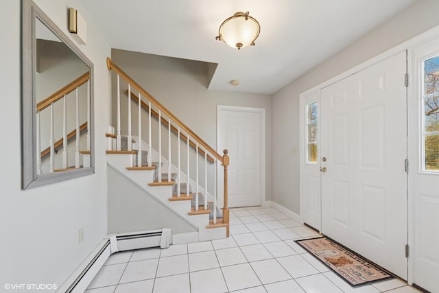 28 Myrtle St, Millis, MA 02054 - foyer featuring stairway, baseboards, and light tile patterned floors