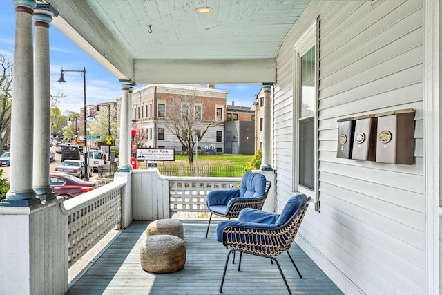 deck featuring a porch