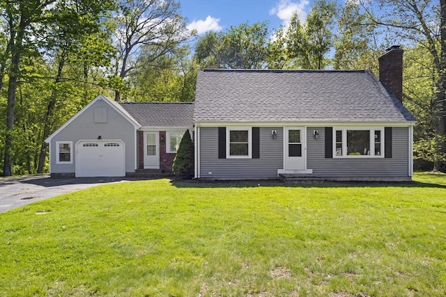 133 Jean Dr, Seekonk, MA 02771 - cape cod house featuring asphalt driveway, an attached garage, entry steps, and a chimney