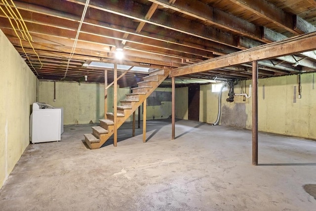133 Jean Dr, Seekonk, MA 02771 - unfinished below grade area with washer / clothes dryer and stairs