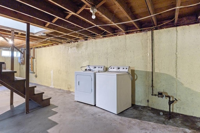 133 Jean Dr, Seekonk, MA 02771 - basement featuring washer and dryer and stairs