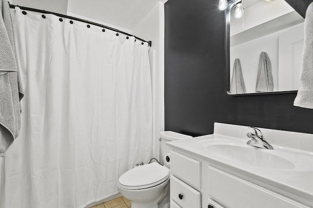 226-236 River St Unit 5, Haverhill, MA 01832 - full bath with toilet, vanity, tile patterned floors, and a shower with shower curtain