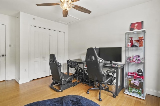 226-236 River St Unit 5, Haverhill, MA 01832 - office space with a ceiling fan, wood finished floors, and baseboards