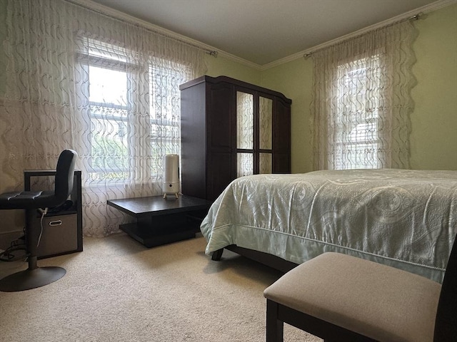 44-46 Spring St, West Springfield, MA 01089 - carpeted bedroom featuring crown molding and multiple windows