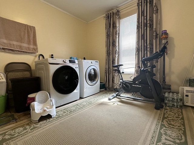 44-46 Spring St, West Springfield, MA 01089 - washroom featuring separate washer and dryer and crown molding