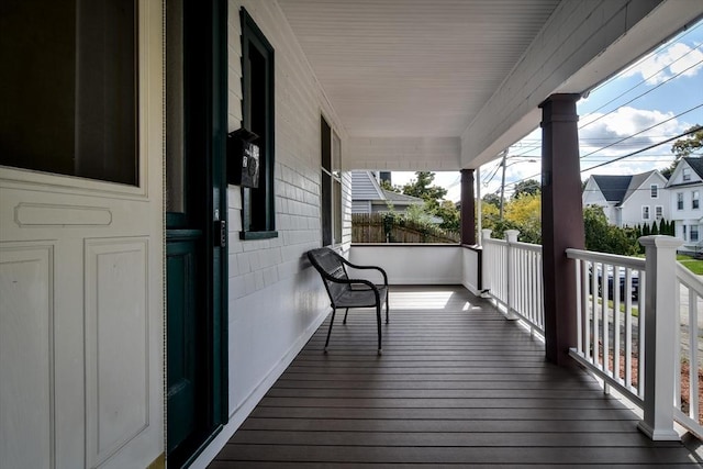 wooden deck with covered porch