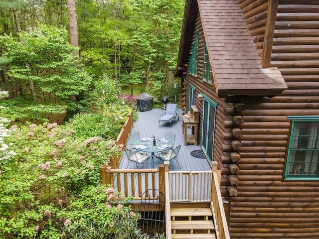7 Rileys Way, Dartmouth, MA 02747 - wooden deck featuring outdoor dining area and a grill