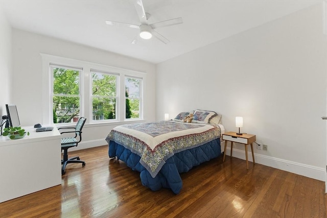200 Winchester St Unit 1, Brookline, MA 02446 - bedroom featuring baseboards, wood finished floors, ceiling fan, and an office area