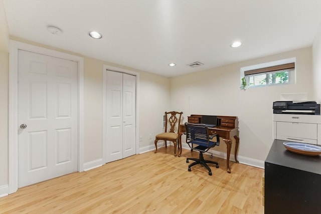 200 Winchester St Unit 1, Brookline, MA 02446 - office with light wood-style flooring, baseboards, and recessed lighting