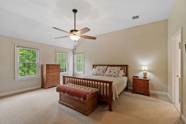 28 Sandy Ridge Rd, Sterling, MA 01564 - bedroom featuring carpet floors, baseboards, lofted ceiling, and ceiling fan