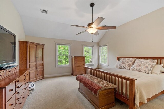28 Sandy Ridge Rd, Sterling, MA 01564 - bedroom featuring vaulted ceiling, light carpet, baseboards, and ceiling fan