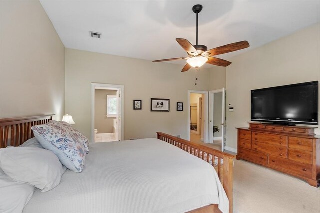 28 Sandy Ridge Rd, Sterling, MA 01564 - bedroom with light colored carpet, ceiling fan, and ensuite bath