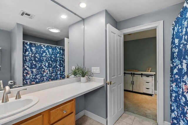 28 Sandy Ridge Rd, Sterling, MA 01564 - bathroom with vanity, tile patterned flooring, baseboards, and recessed lighting