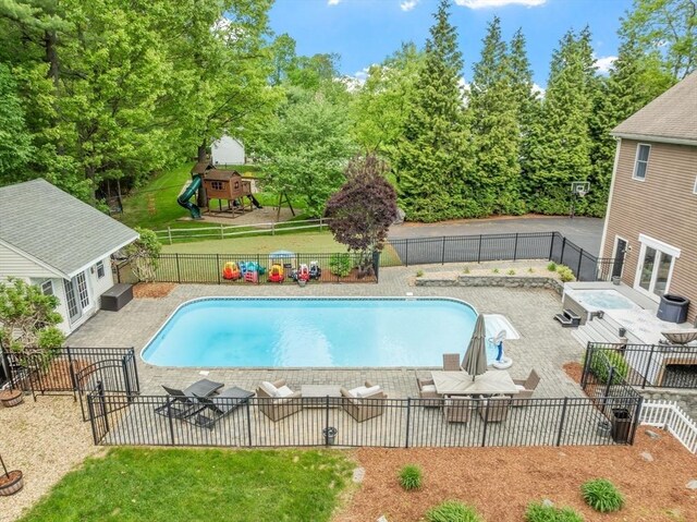 28 Sandy Ridge Rd, Sterling, MA 01564 - view of pool featuring a patio area and a fenced backyard