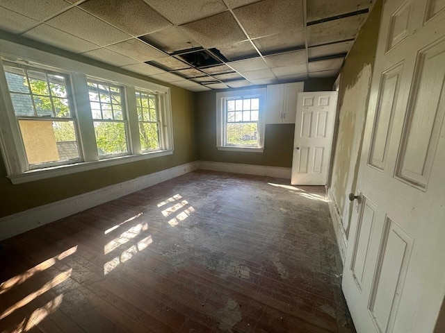 91-93 Mulberry St, Springfield, MA 01105 - spare room with wood-type flooring, baseboards, and a drop ceiling