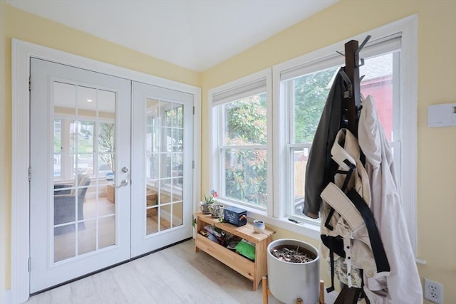 43 Thompson St, Maynard, MA 01754 - doorway featuring french doors, healthy amount of natural light, and wood finished floors