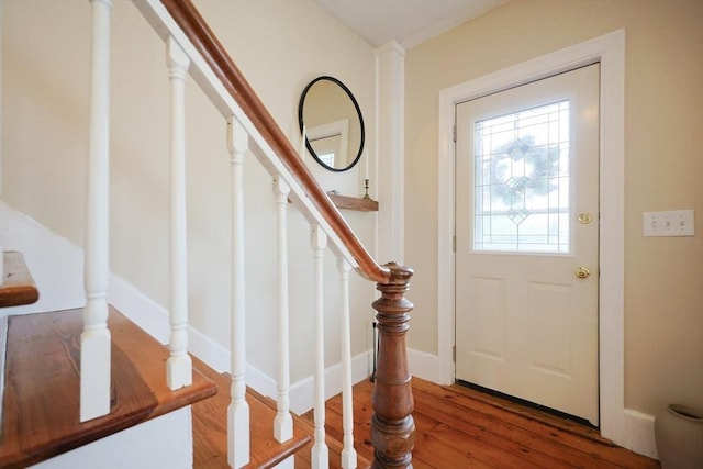 43 Thompson St, Maynard, MA 01754 - entryway with stairway and wood finished floors